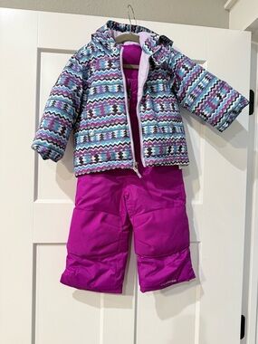 Columbia Kids Multi-Pattern Jacket with Magenta Bib Pants